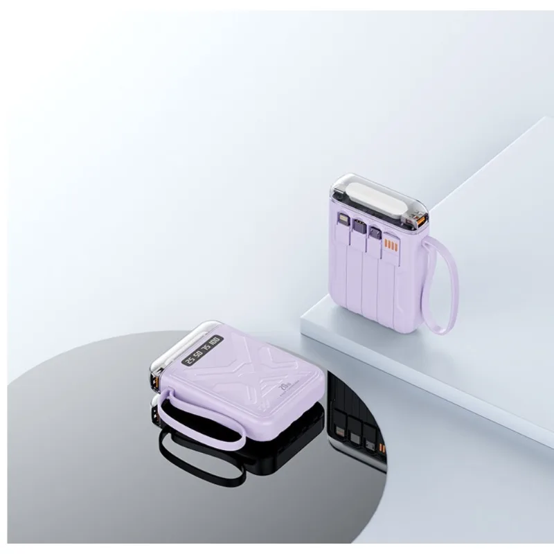 New 10000mAh Large Capacity Fast Charging Power Bank with Built-in Cable Portable Power Supply