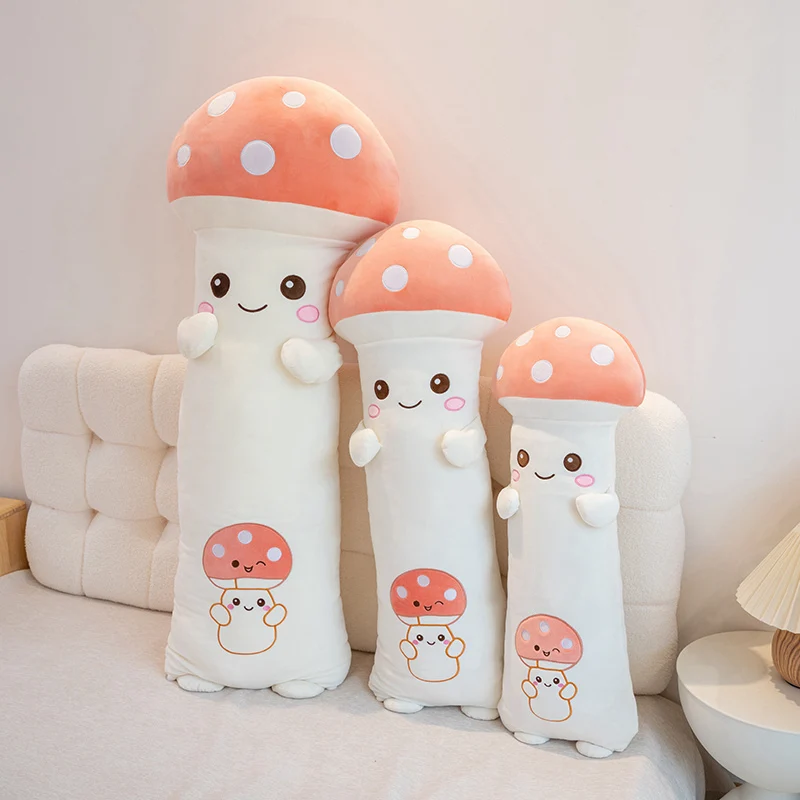 Kawaii Plant Long Legs Sleeping Mushroom Cushion Plush Toy Stuffed Doll Cartoon Home Sofa Bed Hugging Pillow Decorativos