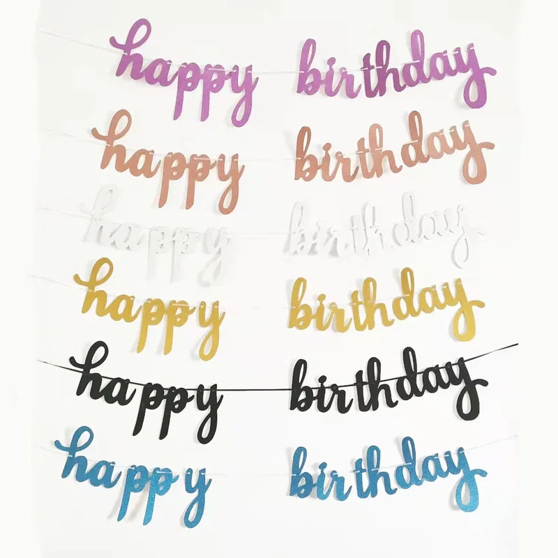 Happy Birthday Bodysuit Banner Letter Party Decoration Horizontal Hanging Ornament Short Sleeve Regular Fit Non-fading