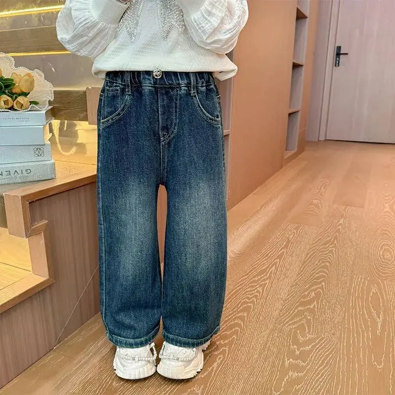 

Baby Girls' Jeans Autumn/Winter Collection Children's Super Soft and Thick Velvet Warm Pants