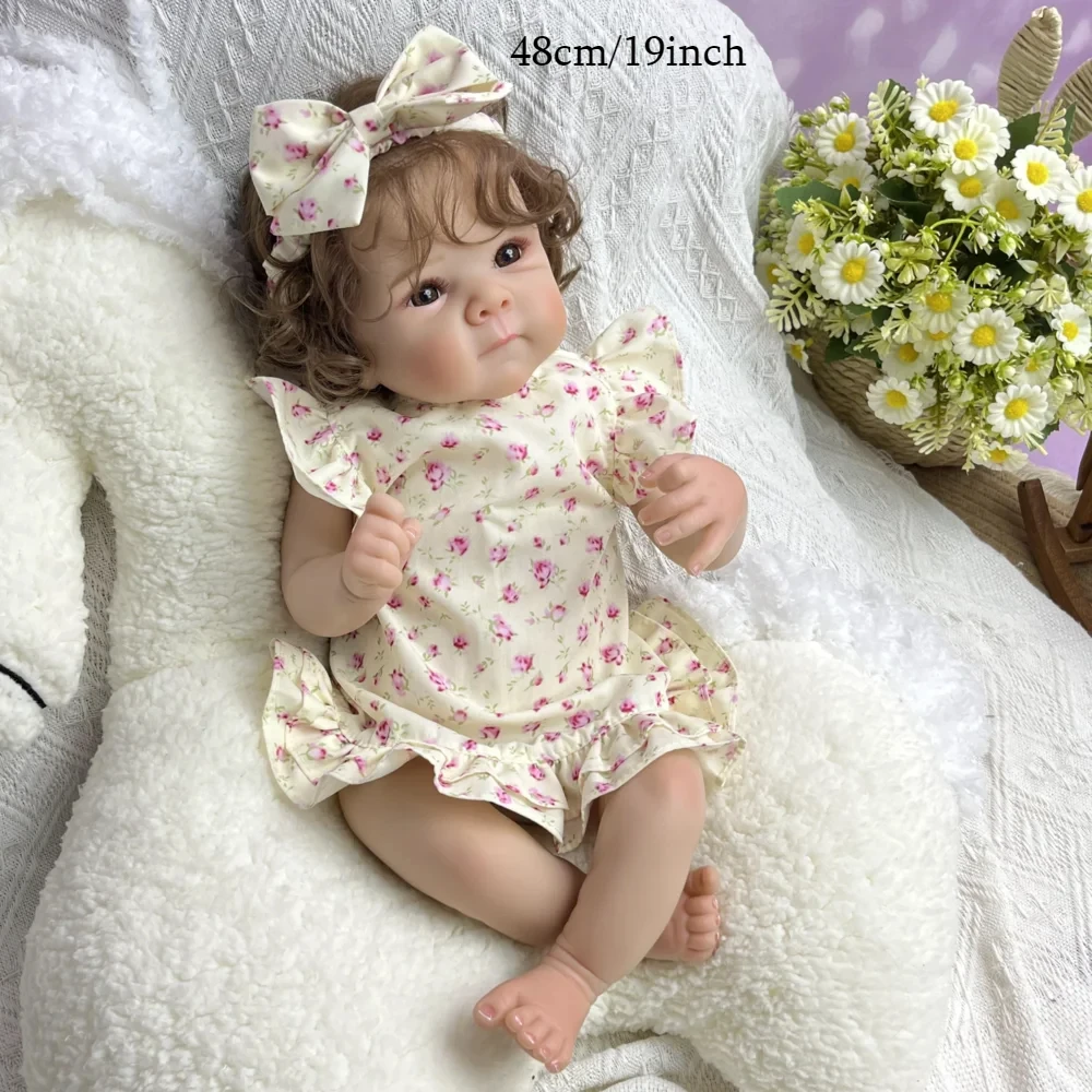 BZDOLL 48CM Reborn Baby Doll With Vinyl Limbs Cloth Body 19Inch Lovely Doll Set Kid's Birthday Gift Play House Bedtime Toy