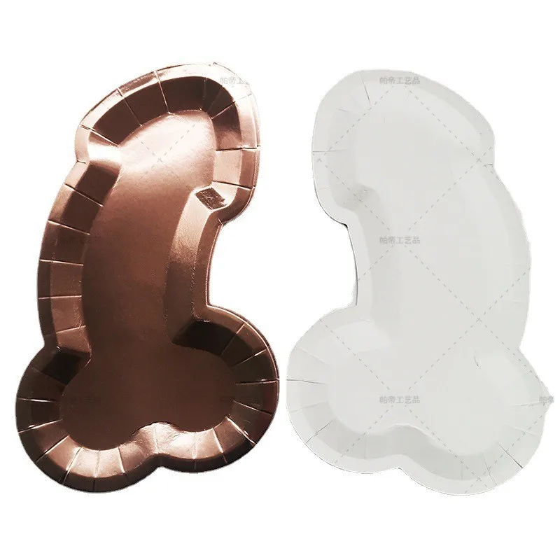 Bachelorette Party Decoration Rose Gold Penis Food Tray Hen Night Team Bride Party Dinner Plate Nude Dick Tableware 16cm 5Pcs view 6