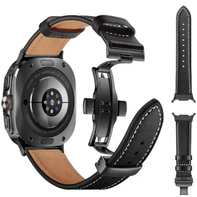 Premium-Lederarmband für Samsung Galaxy Watch Ultra 47mm Hochwertiges Armband Correa Galaxy Watch Ultra 2025 Zubehör