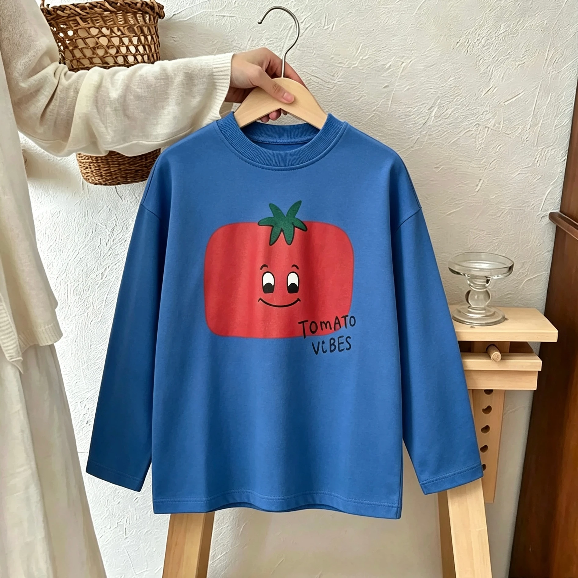 Fashion Casual Wear Toddler New Design Tshirt Outer Wear Cotton Long-sleeved Pullovers For Boys And Girls Loose Printing Tees