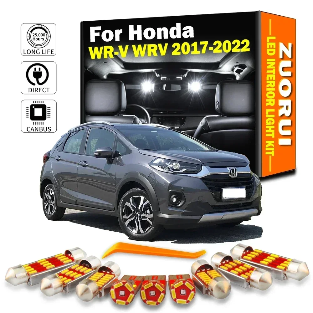 ZUORUI 8 sztuk Canbus Auto LED Zestaw żarówek wewnętrznych z mapą do Hondy WR-V WRV 2017 2018 2019 2020 2021 2022 Akcesoria samochodowe