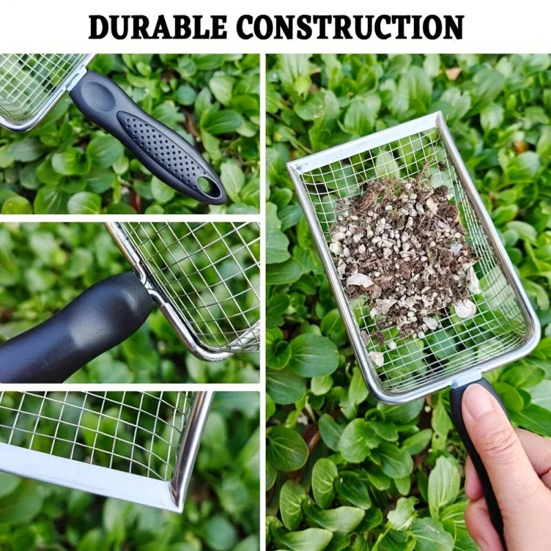 ‌ 2pcs Soil Sifter Shovel Compost Sieve Rake - Gardening Agriculture Tool, Rock Screen Dirt Sifting for Horticulture Farming