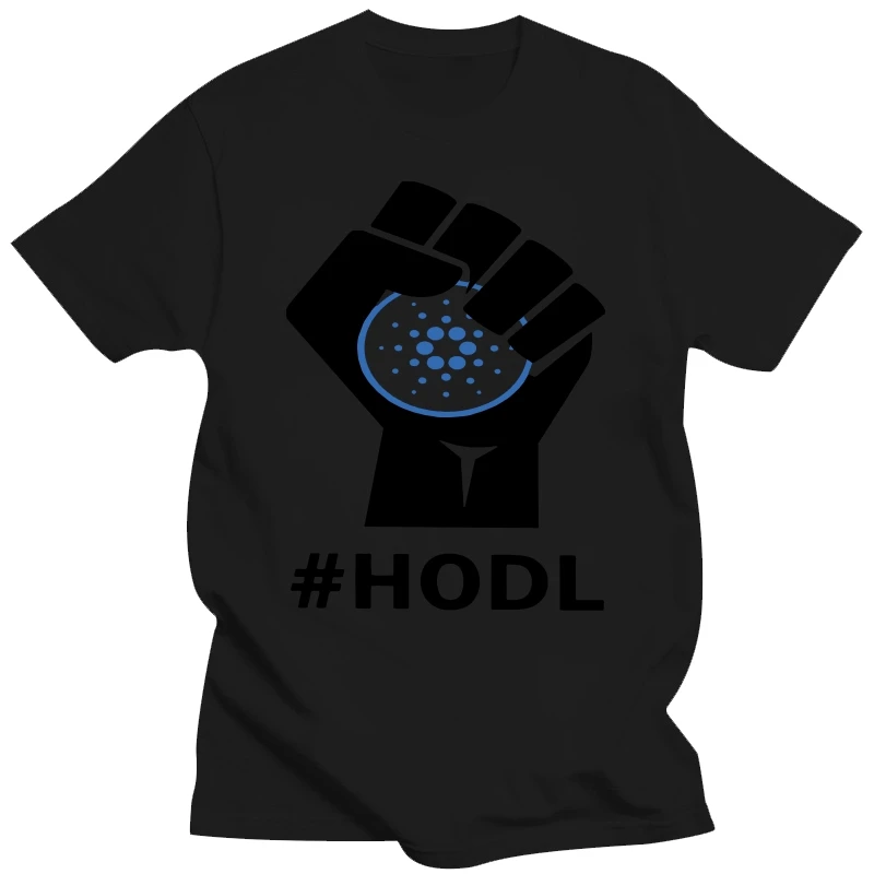 男性 HODL カルダノ拳 ADA Tシャツビットコイン純粋な綿トップスカジュアルクラシック半袖クルーネック Tシャツ大人の Tシャツ