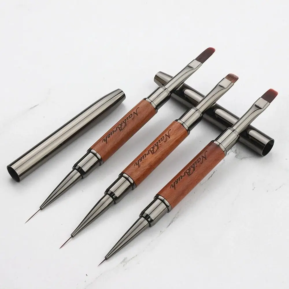 New Sandalwood Pole Nail Art Brush Dual-ended Professional Nail Art Phototherapy Pen Nail Art Painting Pen Nail Painting