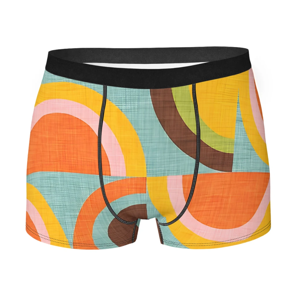 Mid Century Modern Geometry Man's Boxer Briefs Underpants Mid-Century Modern 70s Highly Breathable Top Quality Sexy Shorts Gift