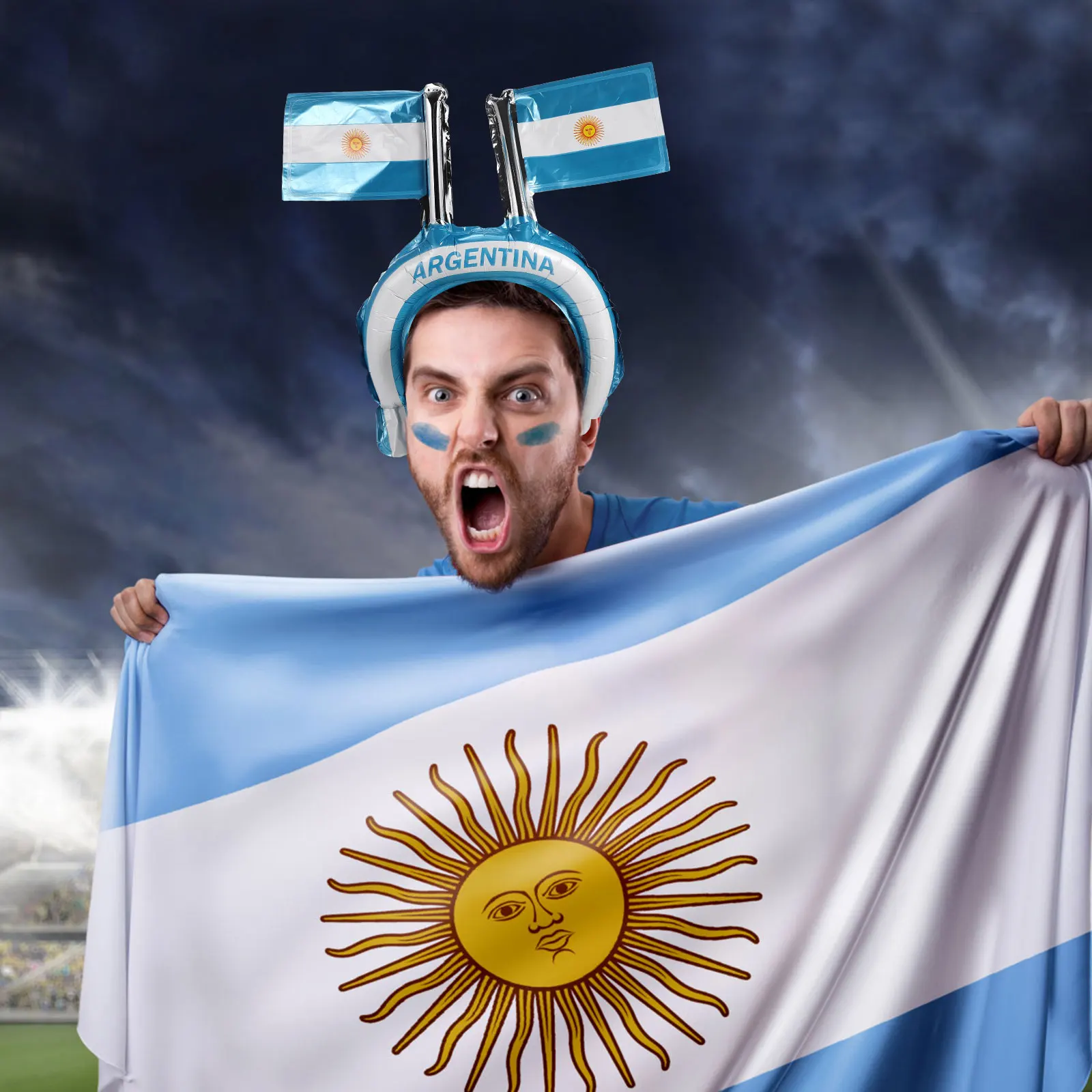 

20Pcs Football Party Headbands Inflatable Aluminum Film Balloon Headbands Soccer Fans Headband Sports Game Party Favor