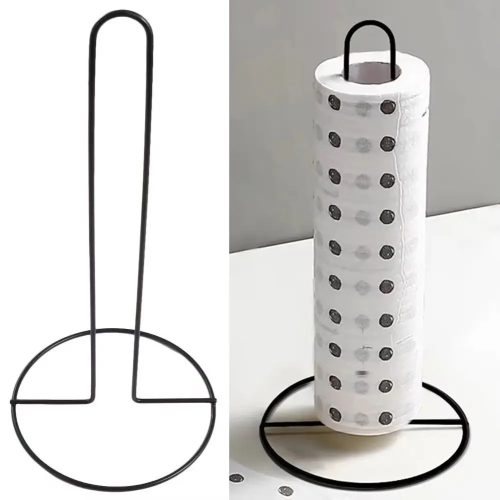 

1Pcs One-handed Tear Roll Paper Towel Holder Vertical Black/Silver Tissue Stand Free Standing Kitchen Storage Accessories