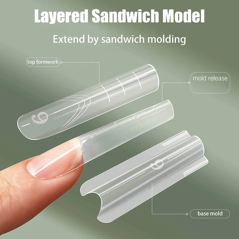 Sandwich Dual Nail Formulieren 140/280 Stuks 13 Size Quick Extensions-Dual Forms Doodskist Ovale T-vormige manicure Formulieren Top Bottom Mold