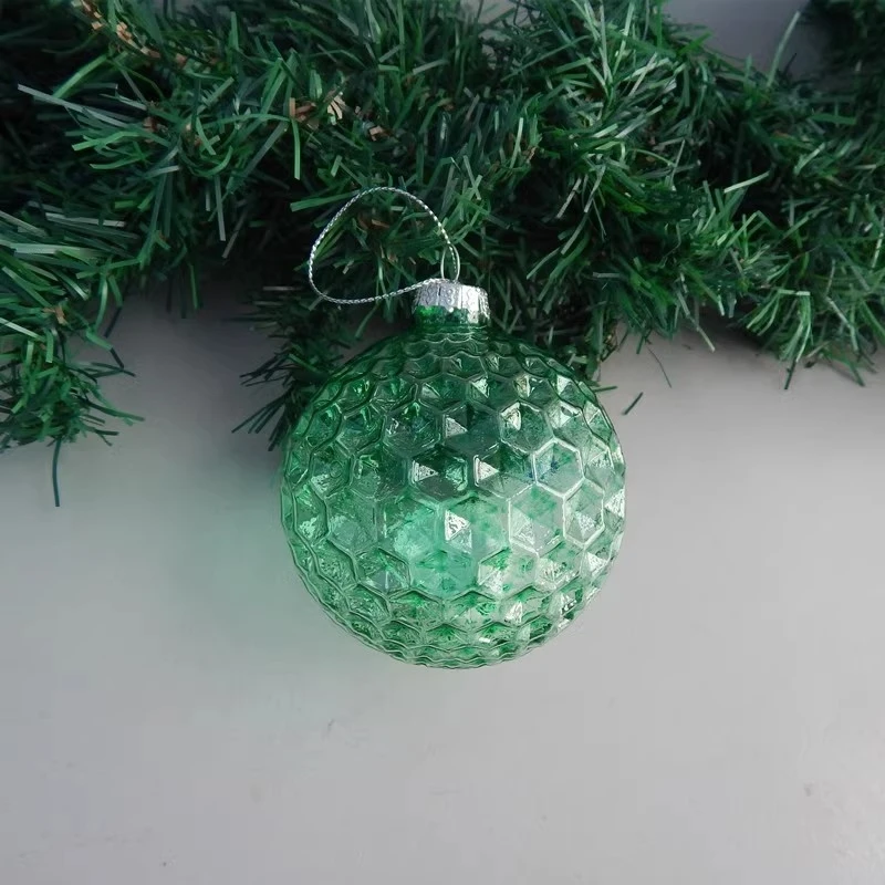 Free Shipping 8pcs/pack Different Design Green Striped Glass Ball Home Decoration Christmas Pendant Ornament Hanging Onion Cone