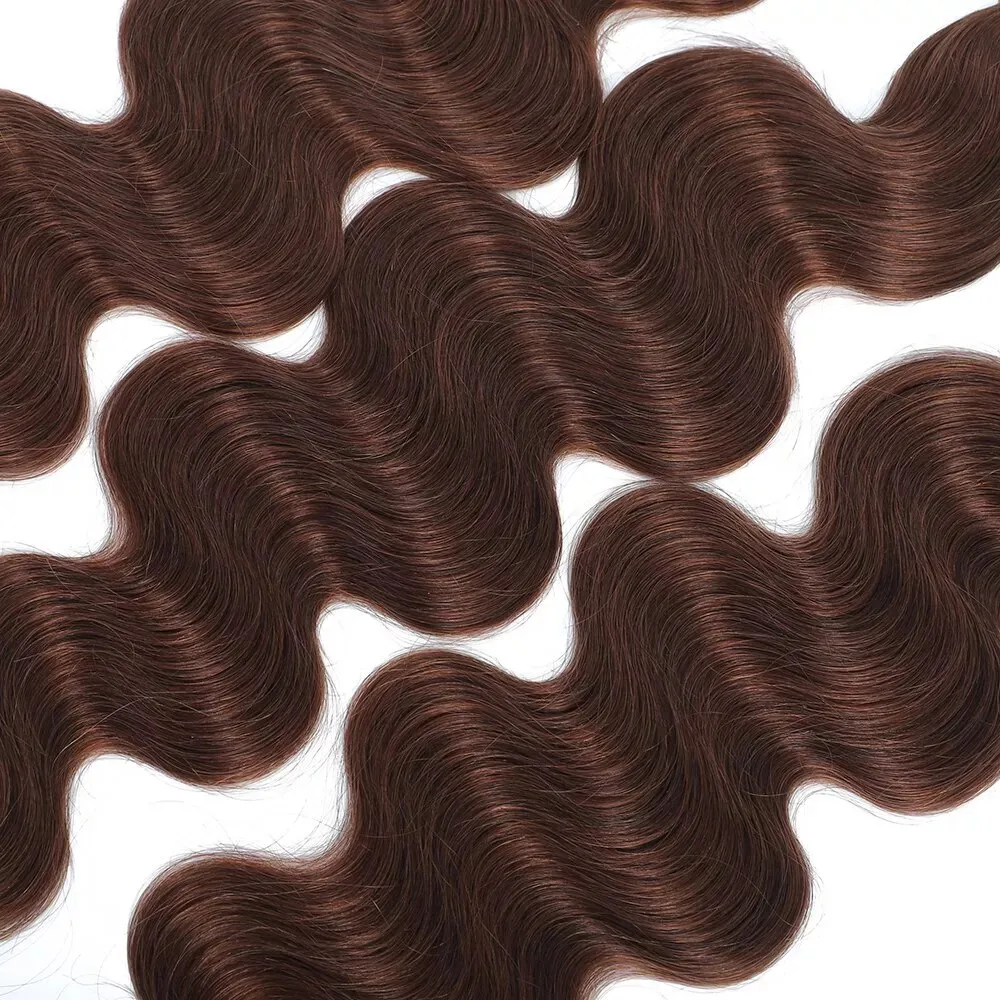 Human Hair Bundles Body Wave Chocolate Brown 100% Real Human Hair Extensions 22 24 26 Inches Brazilian Hair 1/3 Bundles Color #4