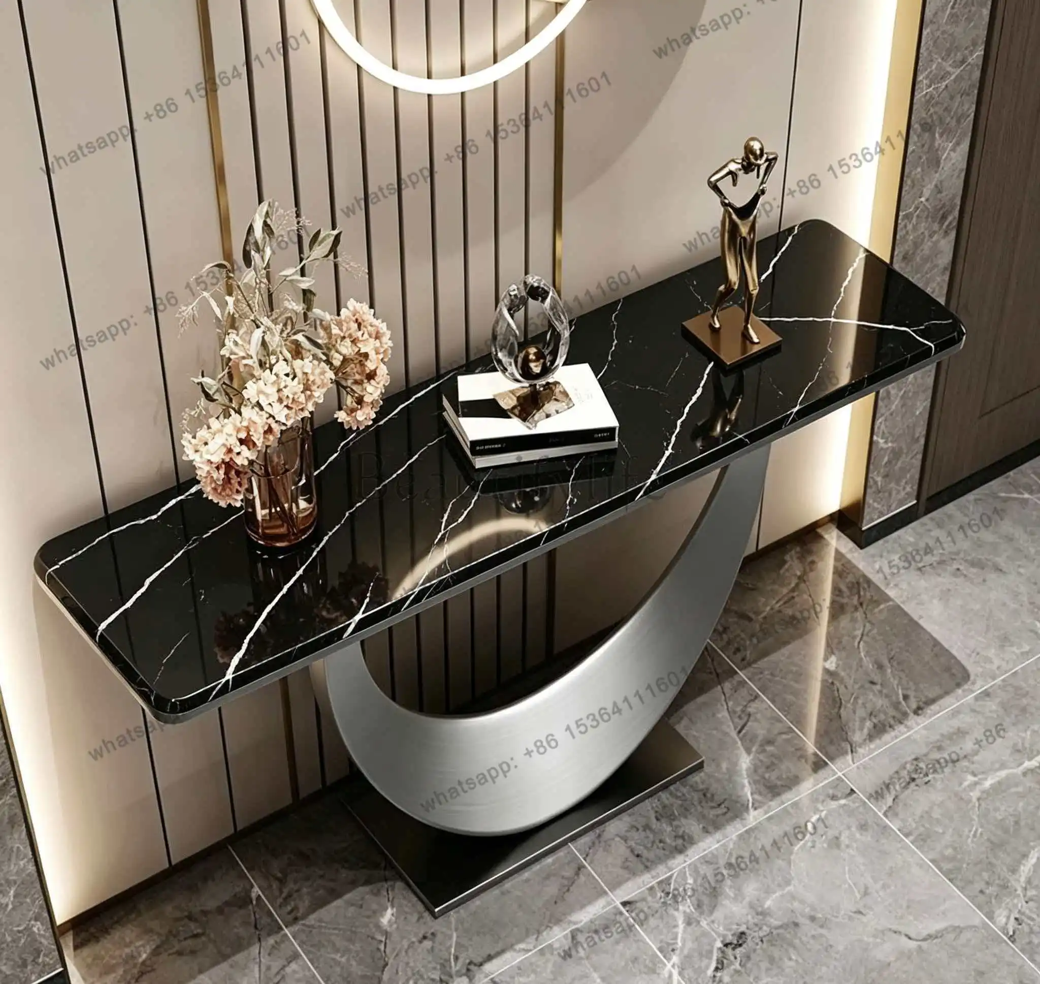 XX. Italian minimalist light luxury entrance table Modern minimalist entrance end view table