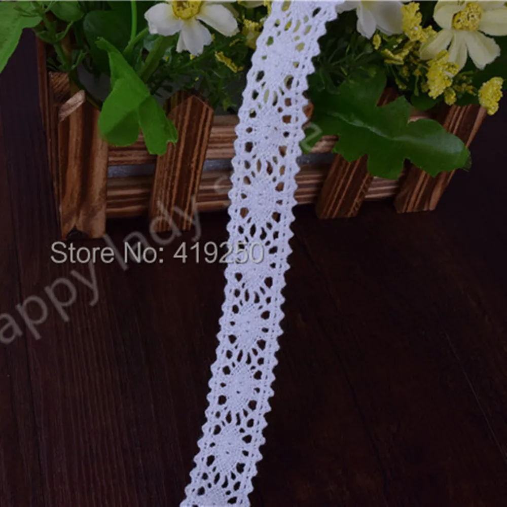 200Yard  white color Cotton Lace Crochet Ribbon lace wholesale width 21mm .Lace Trim Edging  Wedding