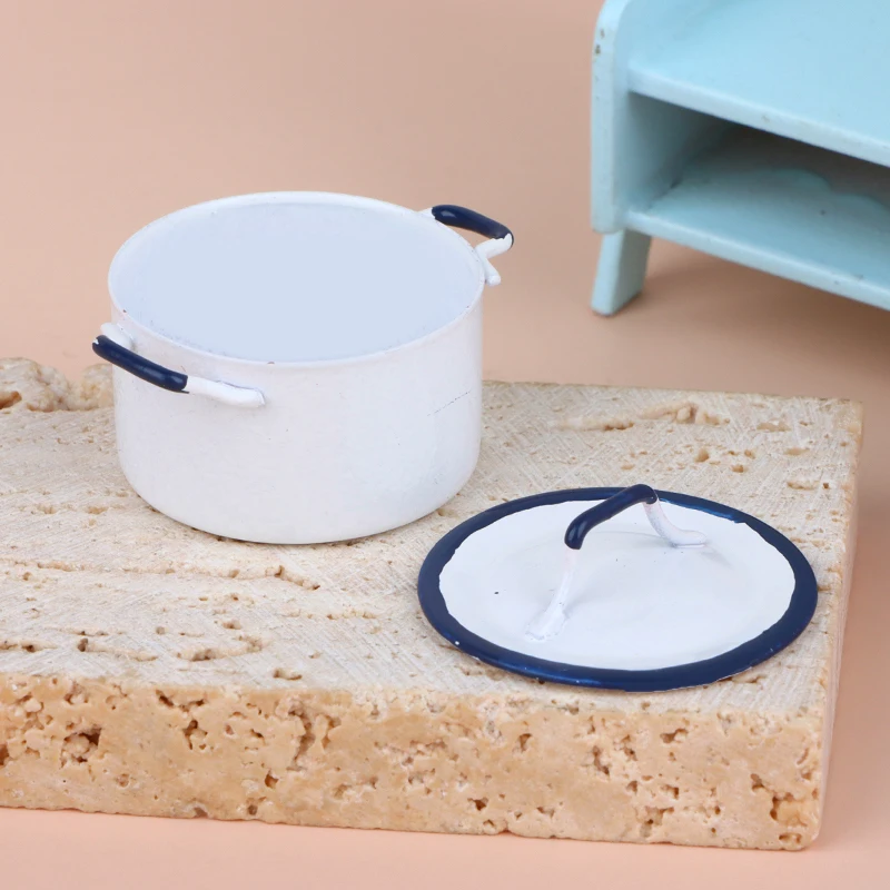 Chaudière Miniature pour maison de poupée 1:12, marmite à soupe avec couvercle, ustensiles de cuisine, modèle de décoration, jouet, accessoires pour maison de poupée