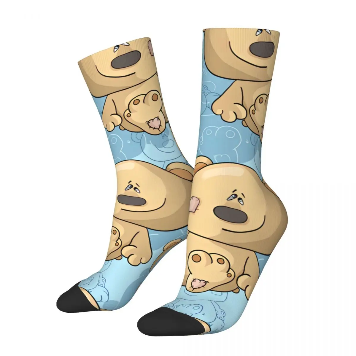 Verrückte Socke für Männer Muster Bären auf blauem Hintergrund Hip Hop Vintage Teddybär gedruckt Jungen Crew Socke lässig Geschenk