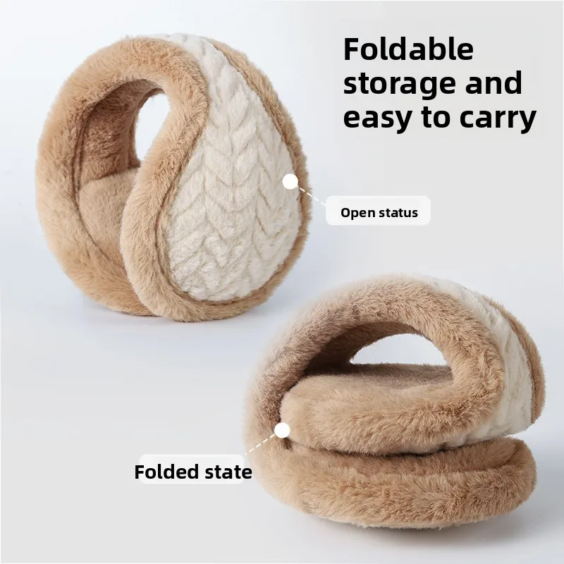 

Зимние меланжевые пушистые милые складные наушники-вкладыши для женщин, имитация кроличьего меха, защита ушей от родов