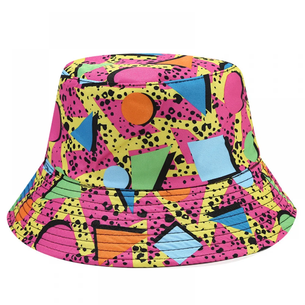 Unisex 80s 90s Bucket Hat 80s Rubber Duck Cow Leaf Packable Fisherman Cap Psychedelic Magic Mushrooms Hat for Wide Beach Sun