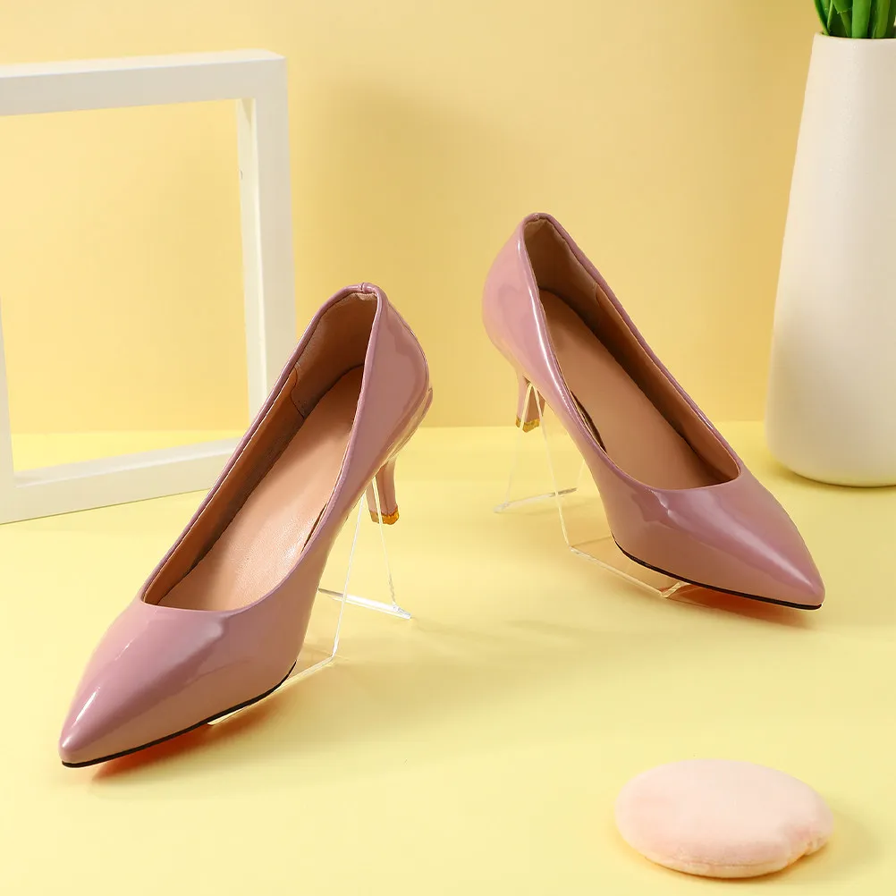 6Pcs Acrylic Transparent Shoe Rack Organizer High Heel Display Rack Clear Single Heels Sneakers Retail Store Shelf