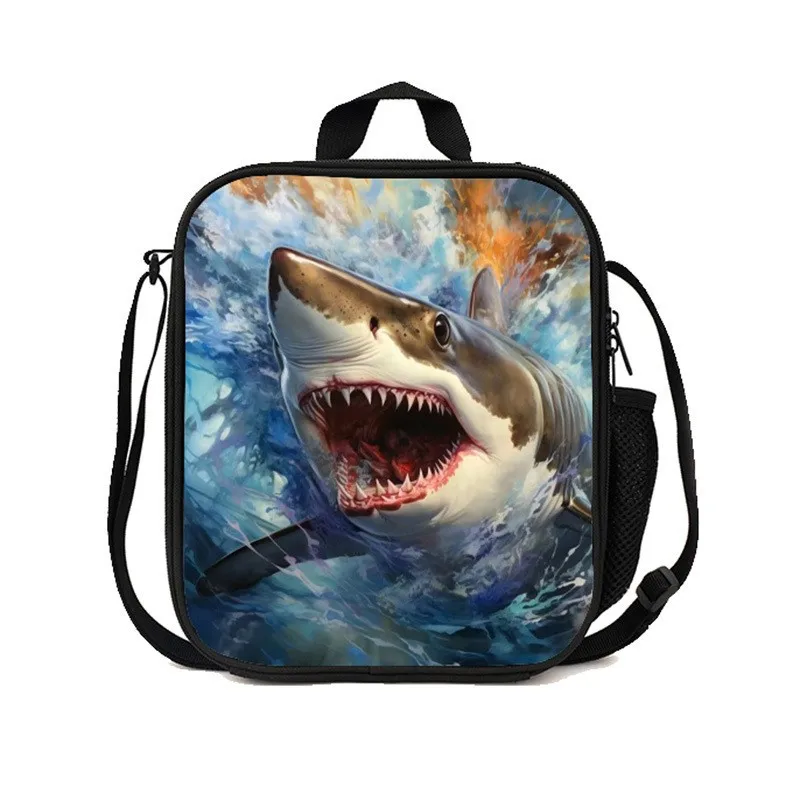 Shark Pattern Thermal Bag Learn, Travel Insulated Lunch Bags Lunch Container Leakproof Tote Lunch Box Suitable for Food