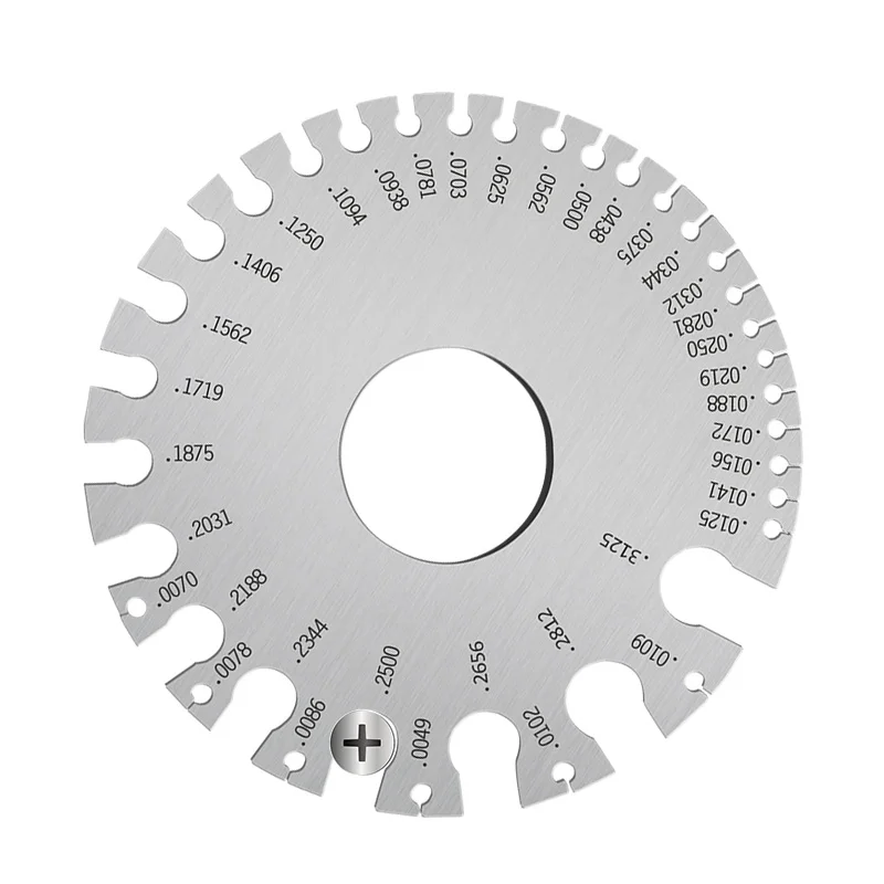 Stainless Steel 0-36 Center Finder Round AWG SWG Wire Gauge Thickness Ruler Gauge Diameter Measuring Sheet Measurer Tool