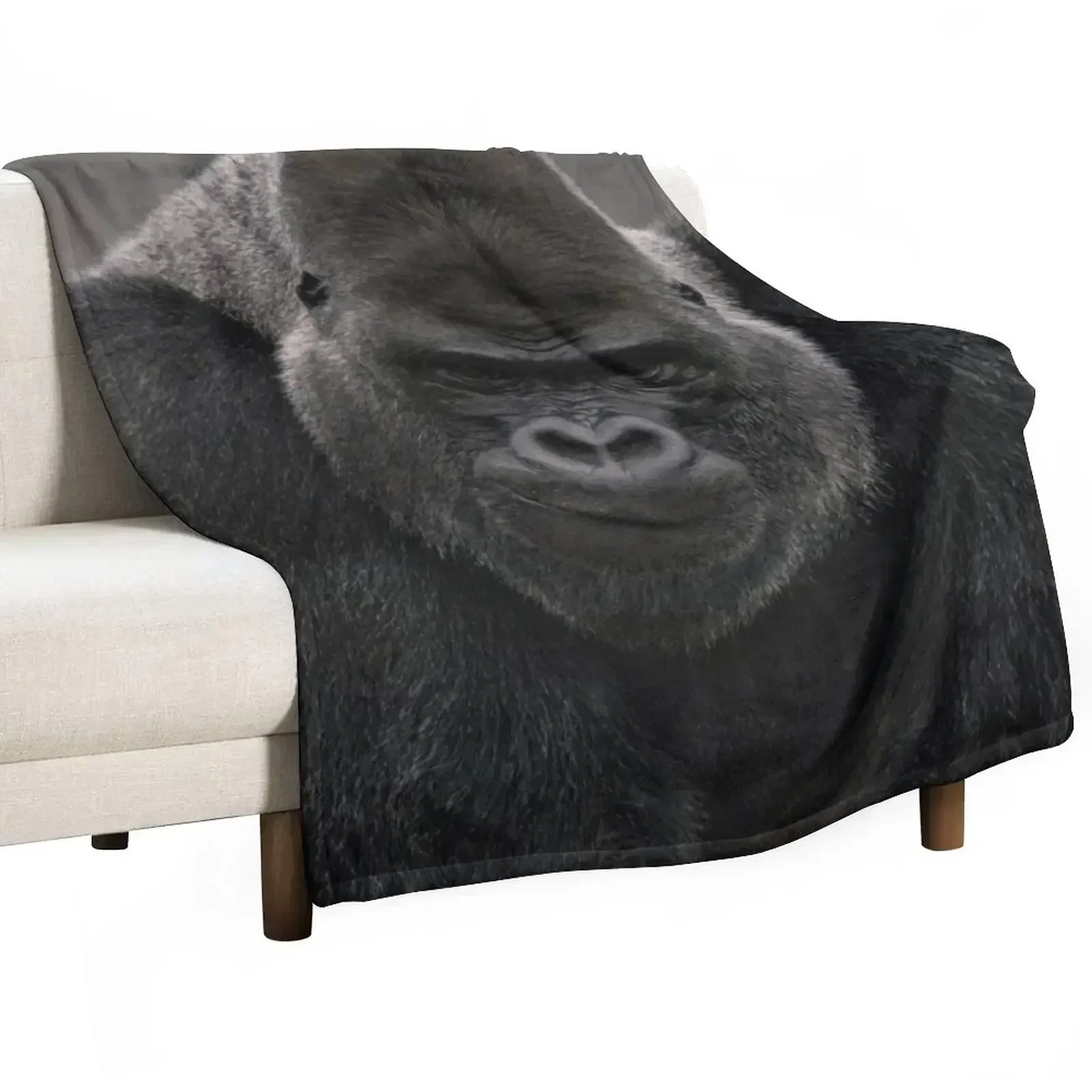 Плед Oumbi The Silverback Gorilla's Smirk, теплый, тонкий, для дивана, декоративный, многофункциональный, красивый плед.
