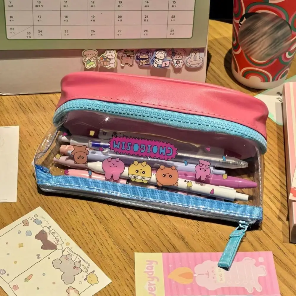 Multi-function Gosimperson Pen Bag Double-Layer Transparent Pencil Case Large Capacity Stationery Bag Student