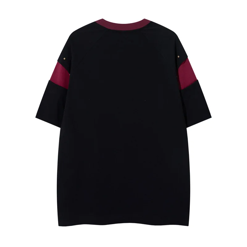 Men's Vibe Style Hip Hop T Shirts High Streetwear Printed Graffiti Tees With Rivets Fashion Loose Fit Y2K Painted Short Sleeve