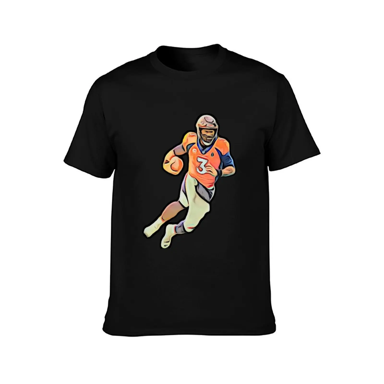 Russell Wilson denver quarter back bold cartoon T-Shirt t shirts for man graphic vintage T-Shirt