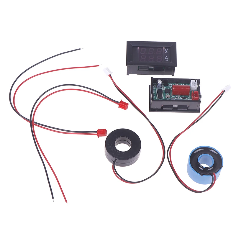 التيار المتناوب 50-500 فولت الرقمية LCD الفولتميتر مقياس التيار الكهربائي 10A 50A 100A 220 فولت الجهد الحالي متر فاحص الكاشف محول التيار