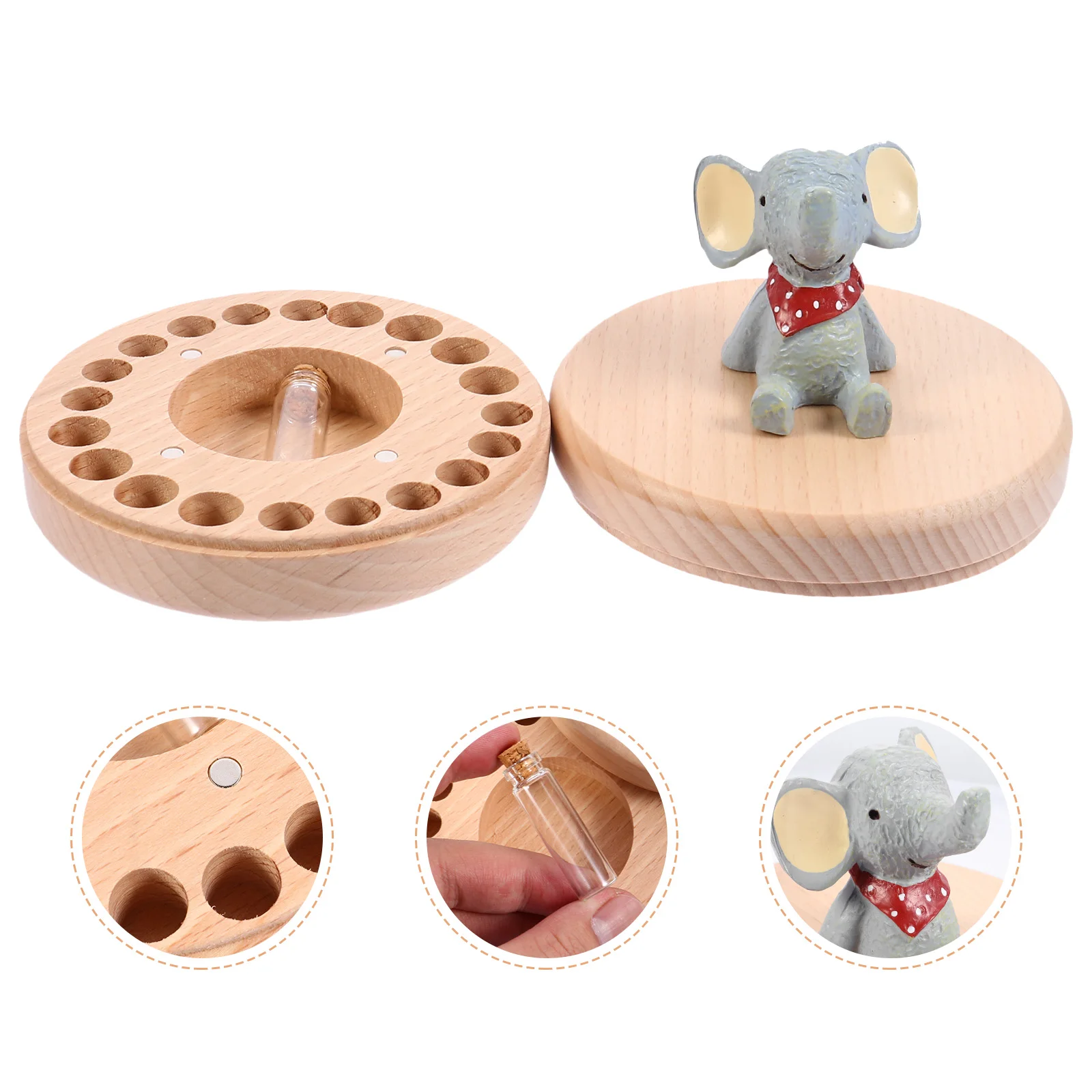 

Deciduous Teeth Memorial Box Children Cartoon Wooden Tooth Holder Baby Keepsake ganizer Storage Box Protect Collect Track Fall