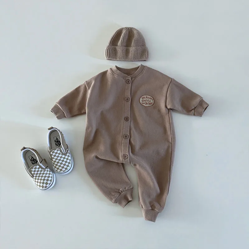 Romper de manga comprida de bebê, macacão infantil solto, roupas de criança de algodão, moda menino e menina, novo, primavera e outono, 0-24 M, 2024