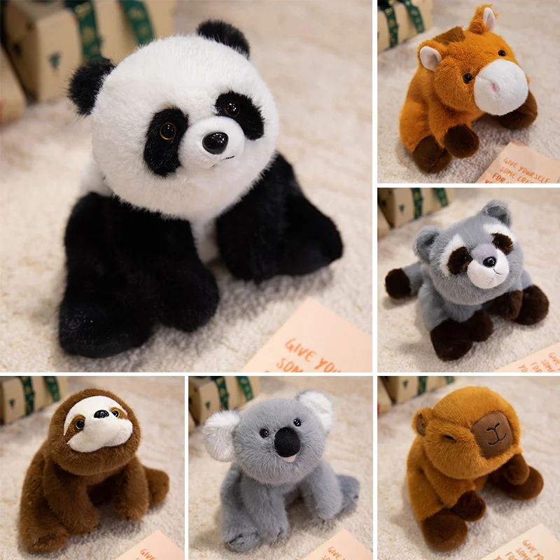 Serie de juguetes de peluche de animales acanalados suaves de 35cm, Capybaras, Koalas, perezoso, Panda, caballos, almohada suave, decoración cómoda para regalo de cumpleaños para niñas