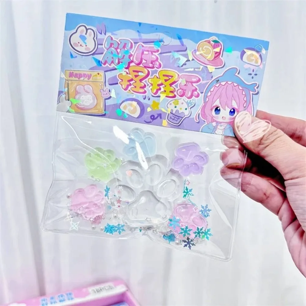 6 unids/bolsa nueva pata de gato luminosa transparente Mini juguetes elásticos Kawaii juguete de descompresión TPR regalo de fiesta