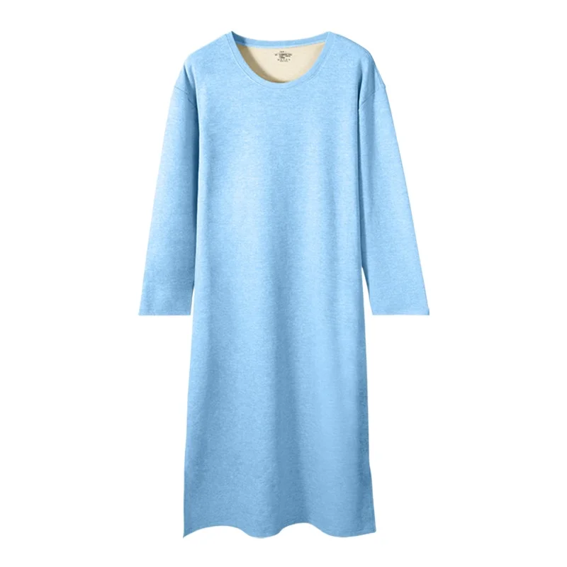 Männer Nachthemd Doppelseitige Fleece Langarm Winter Herbst Warme Bademantel Loungewear Ein Stück Onesies Pijama Lose Nachtwäsche