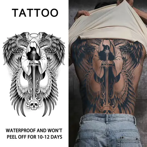 Judgment Angel Waterproof Temporary Tattoo Sticker, Long-lasting Waterproof for 1-2 weeks, Realistic Semi-Permanent Fake Tattoo