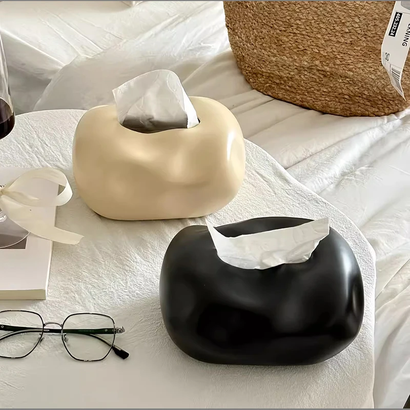 

European-style Ceramic Tissue Box White High-end Restaurant Napkin Holder Home Dining Table Ceramic Tissue Box Home Decoration