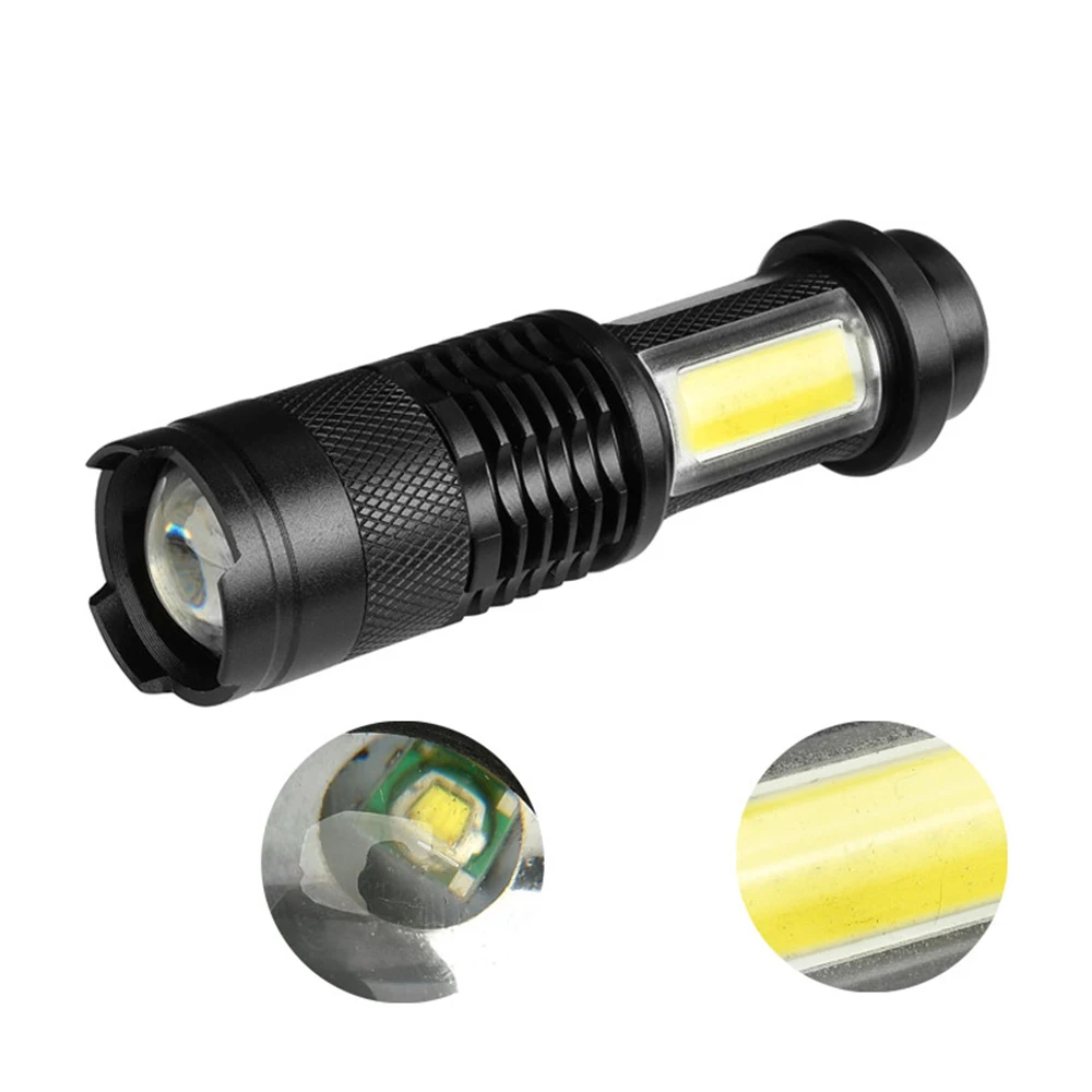 3800LM Q5 COB LED Flashlight Ultra Bright Zoomable Mini LED Flashlight Use AA 14500 Battery Focus Light 3 Mode Torch for outdoor