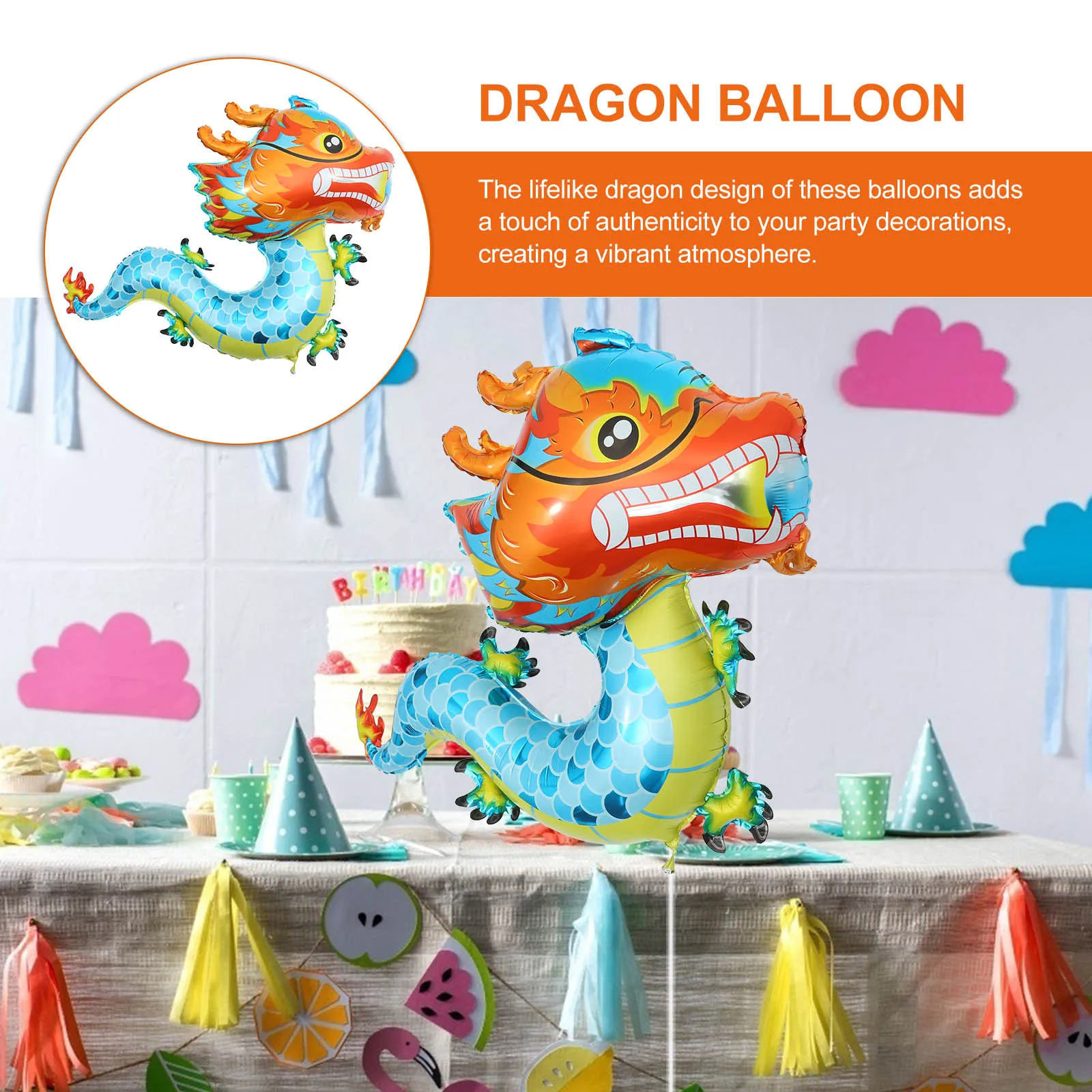 

5Pcs Chinese Dragon Balloon Aluminum Foil Dragon Shaped Balloons Spring Festival Party Decoration New Year 2024 Lunar New Year
