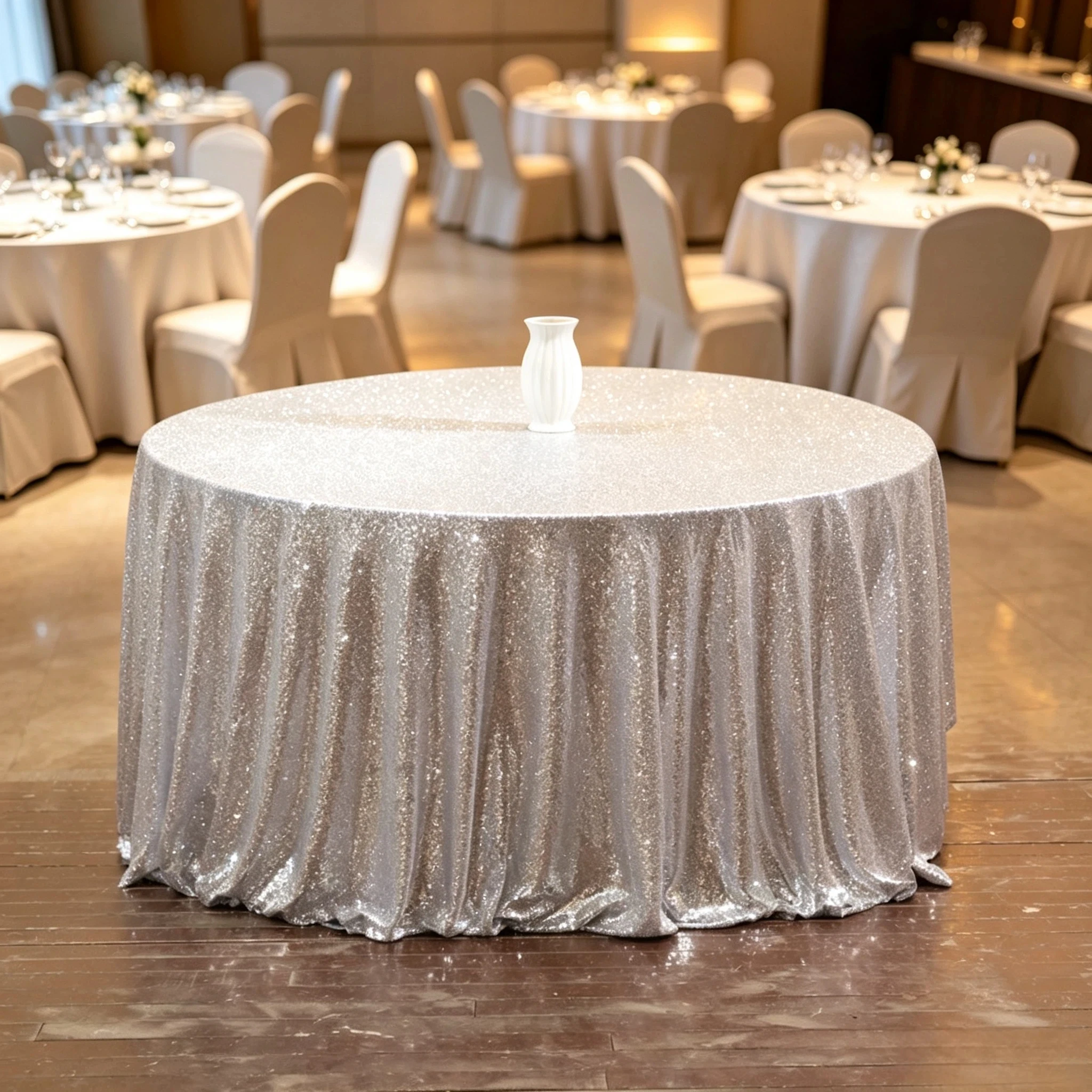 50Pcs Wholesale 3mm Sequin Tablecloth Non-woven Glitter Dining Table Cover for Wedding Banquet Party Event Bulk Decor Supplies