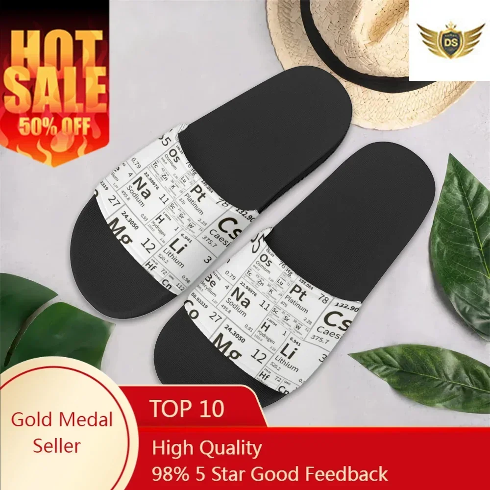 Home Slippers Periodic Table Of Chemical Elements Men Soft Sole Eva Indoor Slides Female Sandals Non-Slip Flip Flops