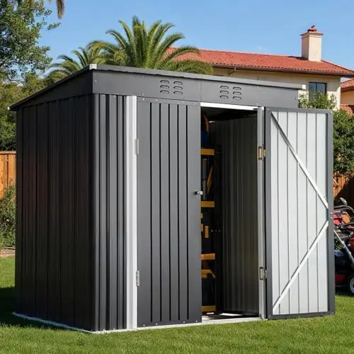 6' x 4' Outdoor Storage Shed Clearance, Metal Outdoor Storage Cabinet with Double Lockable Doors, Waterproof Tool Shed