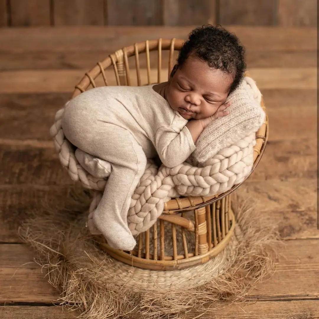 Newborn Photography Props Handmade Vintage Bamboo Chair baby bed girl Boy Photography Props Newborn Photo Posing Prop Baby Cribs