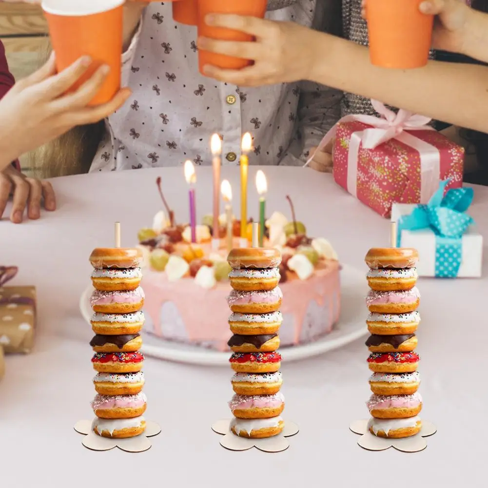 Party Dessert Table Decor Dessert Display Rack Wooden Donut Stand Tower for Dessert Table Display at Party Wedding for Doughnuts