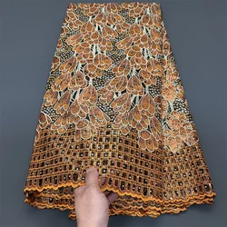 2025 High Quality African Nigerian Tulle Lace Fabric Sequins Embroidery French Guipure Wedding Party Dress Beaded 5Yards