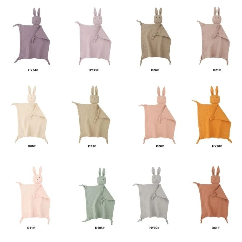 

M76C Хлопковый муслиновый детский нагрудник, мягкая кукла-кролик, успокаивающее полотенце для новорожденных, защитное одеяло,
