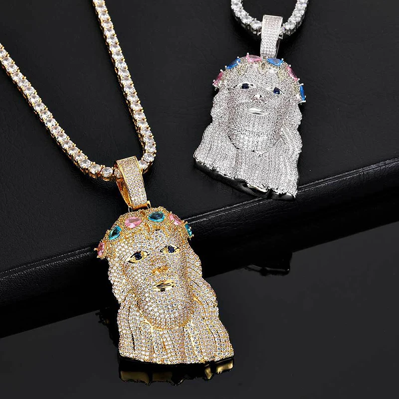 

Hip Hop 3A+ CZ Stone Paved Bling Iced Out Big JESUS Piece Pendants Necklace for Men Rapper Jewelry Gold Silver Color