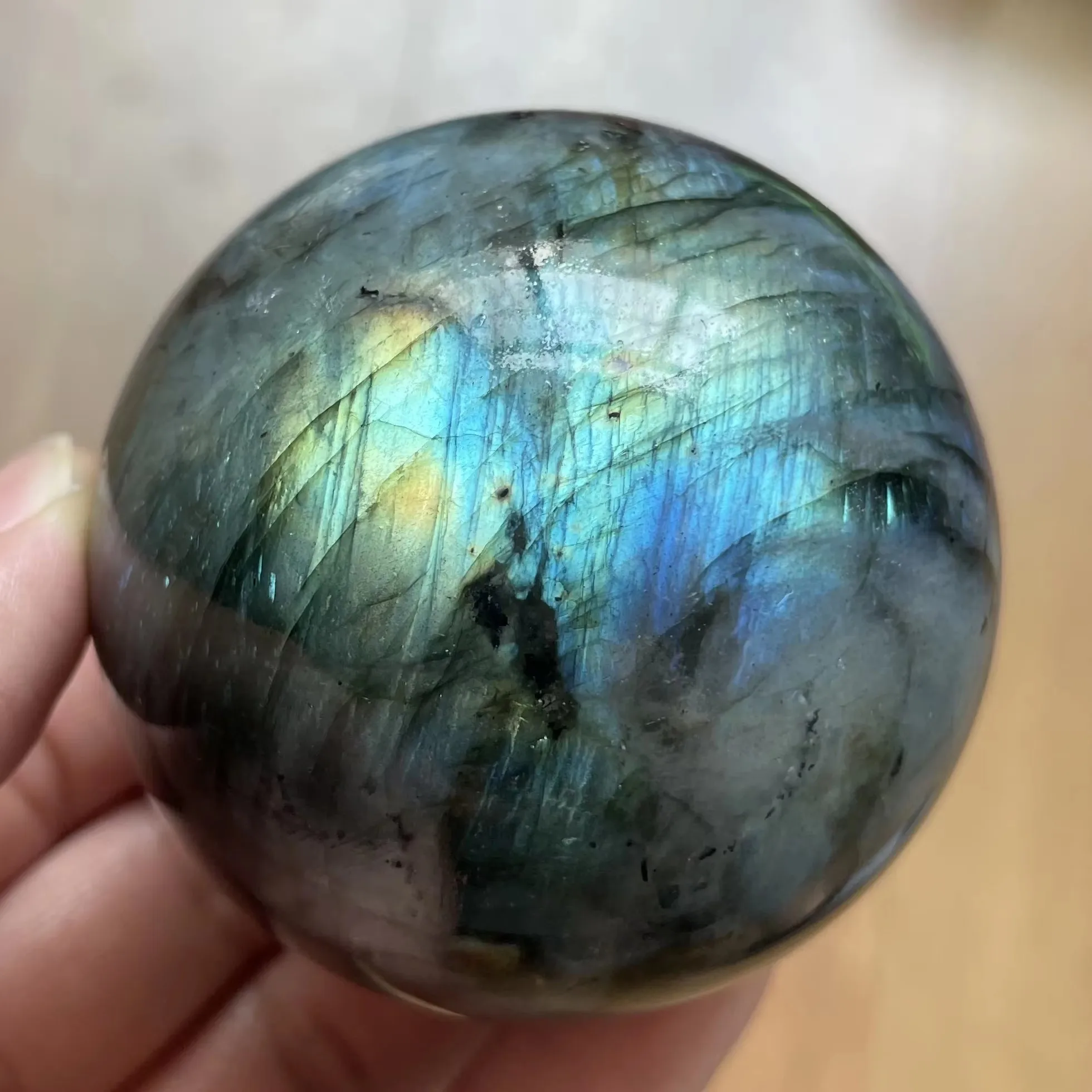 Natural Stone Labradorite Polished Crystal Ball Quartz Sphere Moonstone Home Decoration Gift Reiki Healing